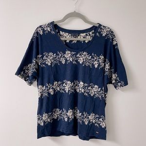 Tommy Hilfiger Navy Dolman Short Sleeve Floral Print Tee